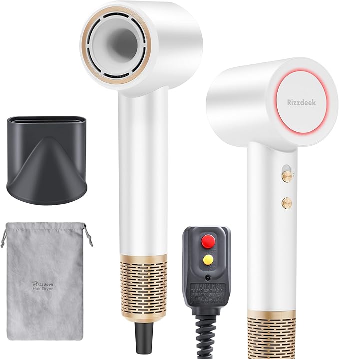 High Speed Hair Dryer - Ionic Hair Dryer for Women with brushless Motor, Fast Drying, Low Noise, Blow Dryer, with Magnetic Nozzle, Suitable for Home, Travel and Salon use(White)