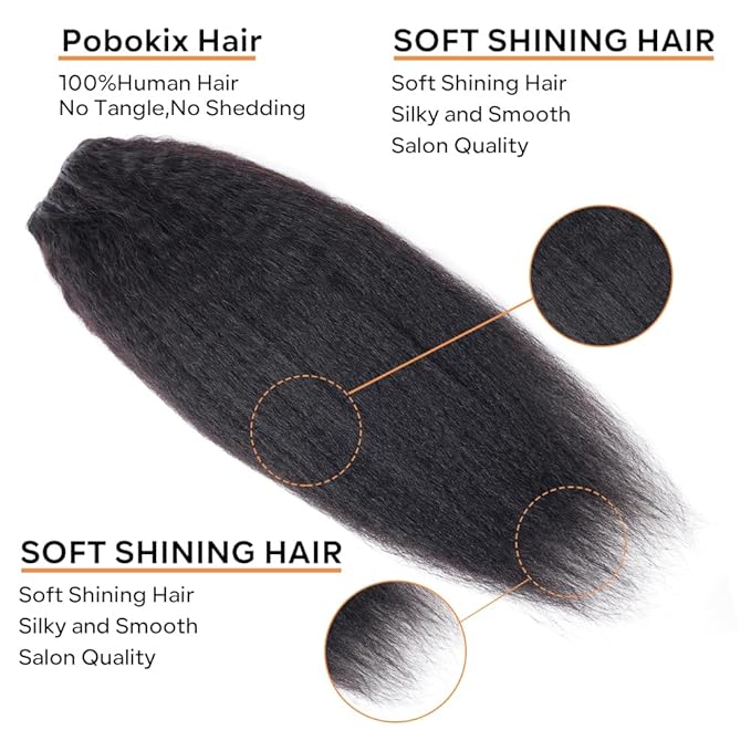 Kinky Straight Clip in Hair Extensions Real Human Hair 8Pcs Remy Human Hair Clip in Extensions for Women, Natural Human Hair 120g 24inch #1B Natural Black