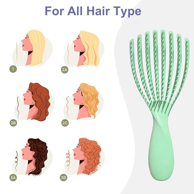 Hair Brush for Afro American/African Hair Textured Professional Curved Vented Brush Wet Dry Curly Hairbrush Detangling Massage Hairdressing Comb (Green, Big)