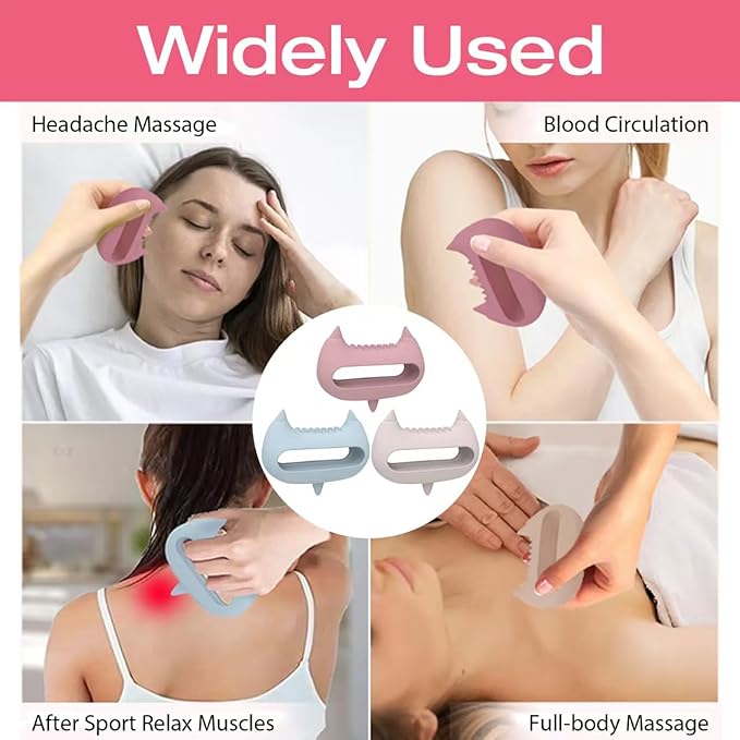 Relief Head & Body Acupressure Massager - Flexible Silicon Tool for Headache, Neck, Shoulder, Leg Pain, Muscle Fatigue & Circulation Boost - Post-Workout Recovery & Full-Body Massage (Pink)