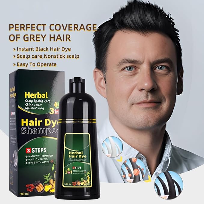 Purple Hair Dye Shampoo 3 in 1 Herbal Natural Dye Cover Gray, for Women/Men Hair Color for Grey Coverage (Purple)