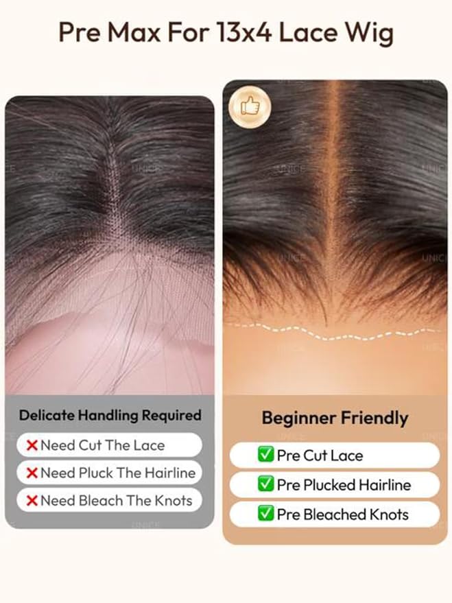 KLAIYI Ombre Highlight Blonde Water Wave Glueless Pre Everything 13x4 Lace Front Wigs Human Hair Drawstring Pre Plucked Pre Bleached Bye Bye Knots Curly Wig with Dark Roots Ready to Wear and Go 20Inch