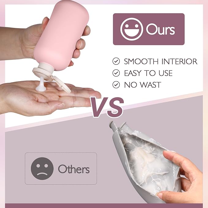 ASEVAT 10oz 3Pcs Plastic Refillable Travel Shampoo and Conditioner Bottles Refillable Travel Bottle with Flip Cap Plastic Refillable Shampoo and Conditioner Bottles