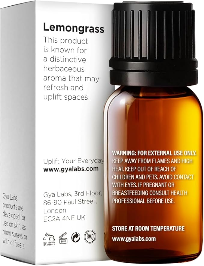 Gya Labs Lemongrass Essential Oil - 0.34 Fl Oz - for Hair, Skin, Diffuser, Aromatherapy & DIY Candle Making Scent