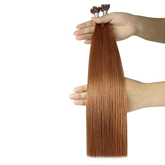 YoungSee Copper U tip Hair Extensions Copper U Tips Human Hair Extensions Easy to Apply 14In 50s/50G