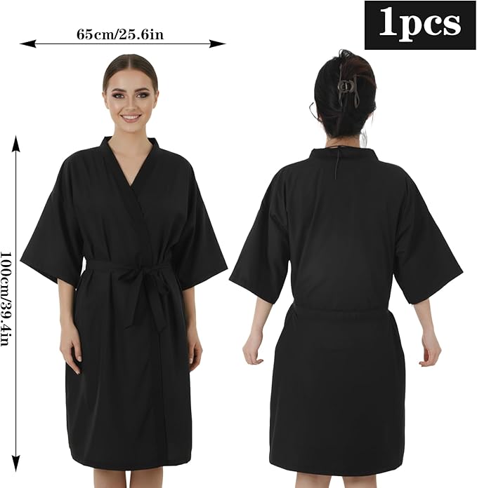 Salon Smock Barber Smock with Adjustable Tie for Hair Cutting, Black Salon Cape, Professional Stylist Jacket Waterproof Haircut Cape