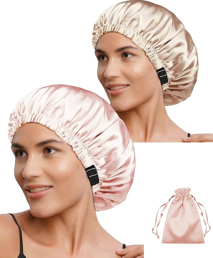 3Pcs Hair Bonnets For Sleeping Satin Bonnet For Women Silk Bonnets Womens Curly Hair Sleep Caps Silky Night Cap