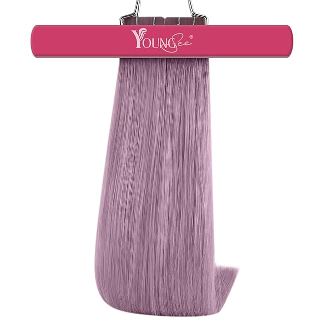 YoungSee Human Hair Tape in Extensions Purple Tape in Hair Extensions Lavender Real Hair Tape-in Extension Light Purple 12In Tape on Hair Extension for Party 20g 10pcs