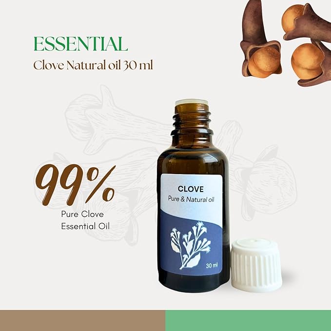 Roots & Above Pure Clove Essential Oil -Cold Pressed (1.01 Oz/30ml) or Diffuser, Candles, Soap Making, Perfume, Skin, Face, Hair, Self-Care, Massage