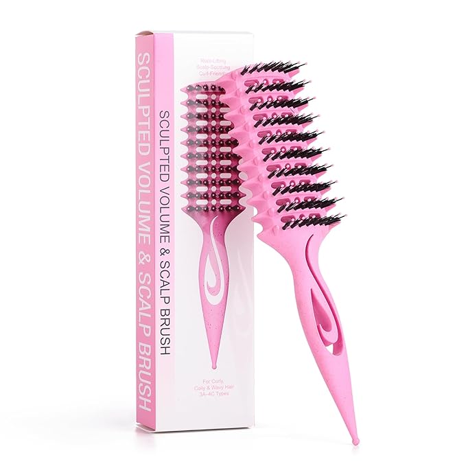 Candy Brush Curl Defining Vented Hair Brush for Effortlessly Blow Drying Detangling and Shaping and Styling, Airflow Wet Hair Brush for All Hair Types for Women and Men, Anti-Pull & Frizz, Pink
