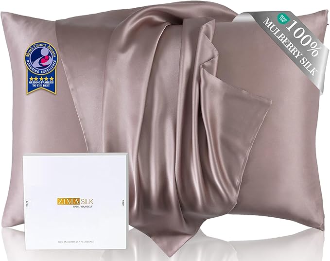 ZIMASILK Upgraded 100% 6A Grade Pure Mulberry Silk Pillowcase for Hair and Skin Silk Pillow Cases with Reinforced Hidden Zipper, More Soft & Durable, Gift Box (Standard 20"x26" Light Plum)