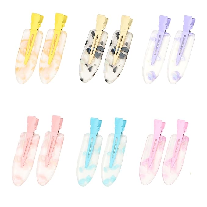 CURASA 12PCS No Bend Hair Clips No Crease Flat Hairclips For Hairstyling Creaseless Makeup Clips Alligator Hair Barrettes Bangs Seamless Duckbill Hair Accessories Hair Salon For Women Girls