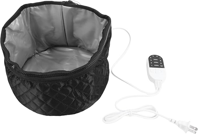 Yunir Heat Cap for Deep Conditioning,10 Level Heats Up Quickly 3 Time Settings Hair Steamer for Hair Home Use Thermal Steam Cap for Black Hair Portable Heating Caps (Black) (US Plug 110V)