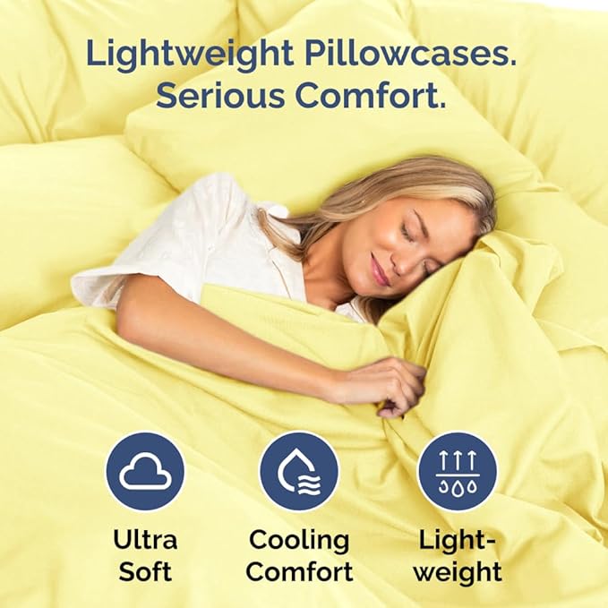 Queen Pillow Cases Set of 4 - Ultra Soft Hotel Quality Pillowcase Covers - Comfy, Cozy & Wrinkle Free - Shrinkage, Stain and Fade Resistant - Machine Washable Pillow Protectors - 4 Piece Set - Yellow