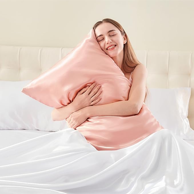 BEDELITE Satin Body Pillow Cover 2 Pack, Super Soft and Cooling Body Pillow Pillowcase for Hair and Skin, Breathable Silky Full Long Pillowcase Cover(20"x54", Coral)