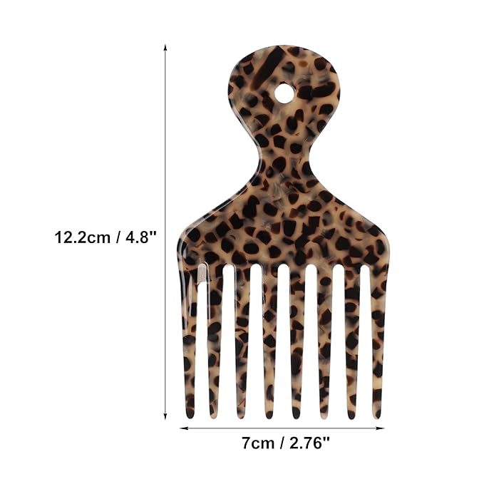 VOCOSTE Hair Picks for Curly Hair, Gentle Detangling Wide Tooth Comb, Afro Pick, Hair Pick Comb, Hangable Hair Styling Tool for Hair Care, Black Brown