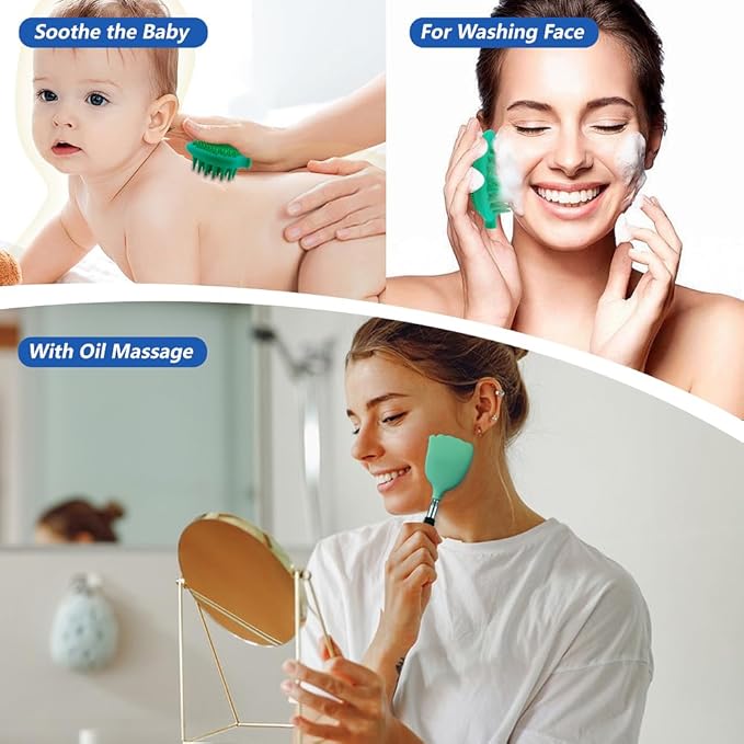 Back Scratcher Extendable with 6 Detachable Scratching Heads and Hair Scalp Massager for Itches Lotion Application Spa Adults Women Men Seniors The Disabled Baby Green