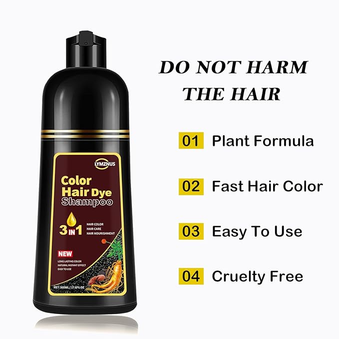 Instant Cherry Brown Hair Color Shampoo for Men and Women, Herbal Hair Dye Shampoo 3 in 1, Long lasting & Easy to Use Cherry Brown Hair Shampoo 500ml