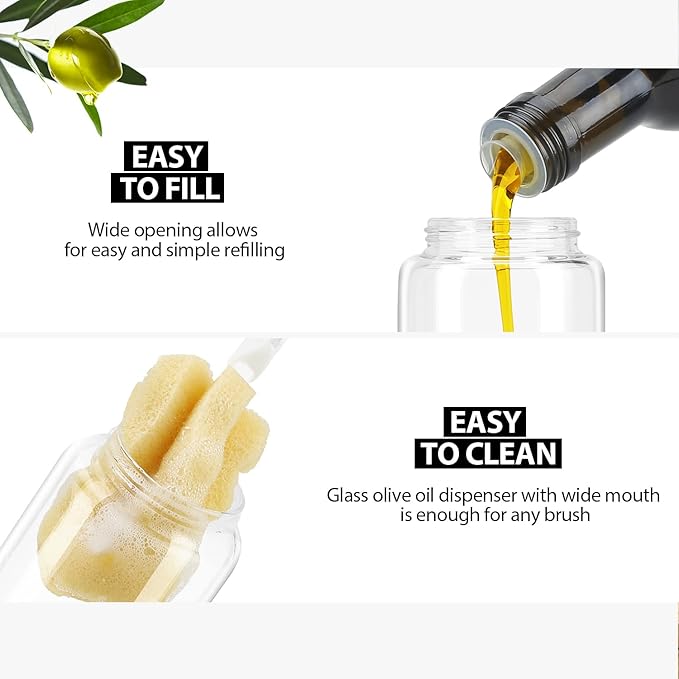 Aelga Gold Oil Dispenser - Gold Kitchen Accessories-Oil Dispenser Bottle for Kitchen with Stainless Steel Spout