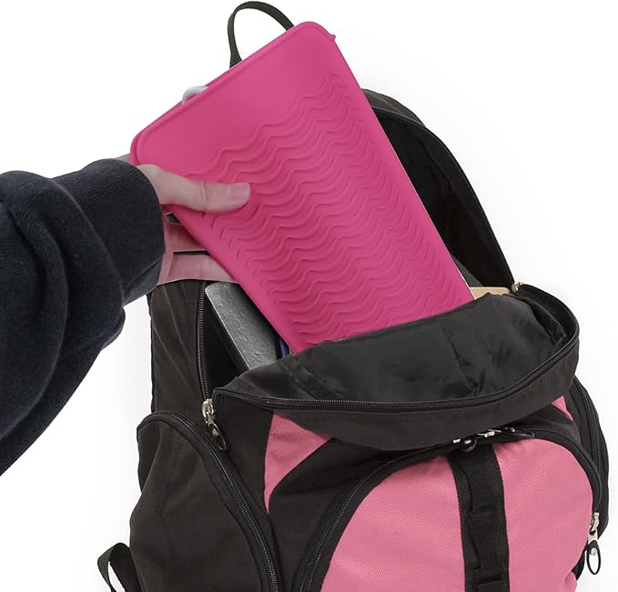 2PCS Silicone Heat Resistant Mat Pouch for Hair Straightener, Curling Iron, Flat Iron and Hot Hair Tools Pink