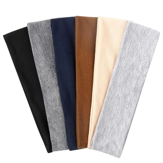 TERSE Headbands for Women Short Hair Non Slip Elastic Sweat Hairbands Soft Fabric Hair Bands Workout Yoga Running Sport Thin Hairwrap for Girls