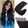 Human Hair Tape in Extensions, Natural Black Hair Extensions Real Human Hair 20 Inch 20pcs Remy Straight Tape ins Invisible Tape in Hair Extensions Human Hair (1B#,20 Inch)