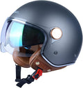 Open Face Motorcycle Helmet for Adults, DOT Approved,3/4 Retro Vespa Helmet, Dual Visors Men's and Women's Motorbike Casco for Moped Cruiser Bobber and Chopper