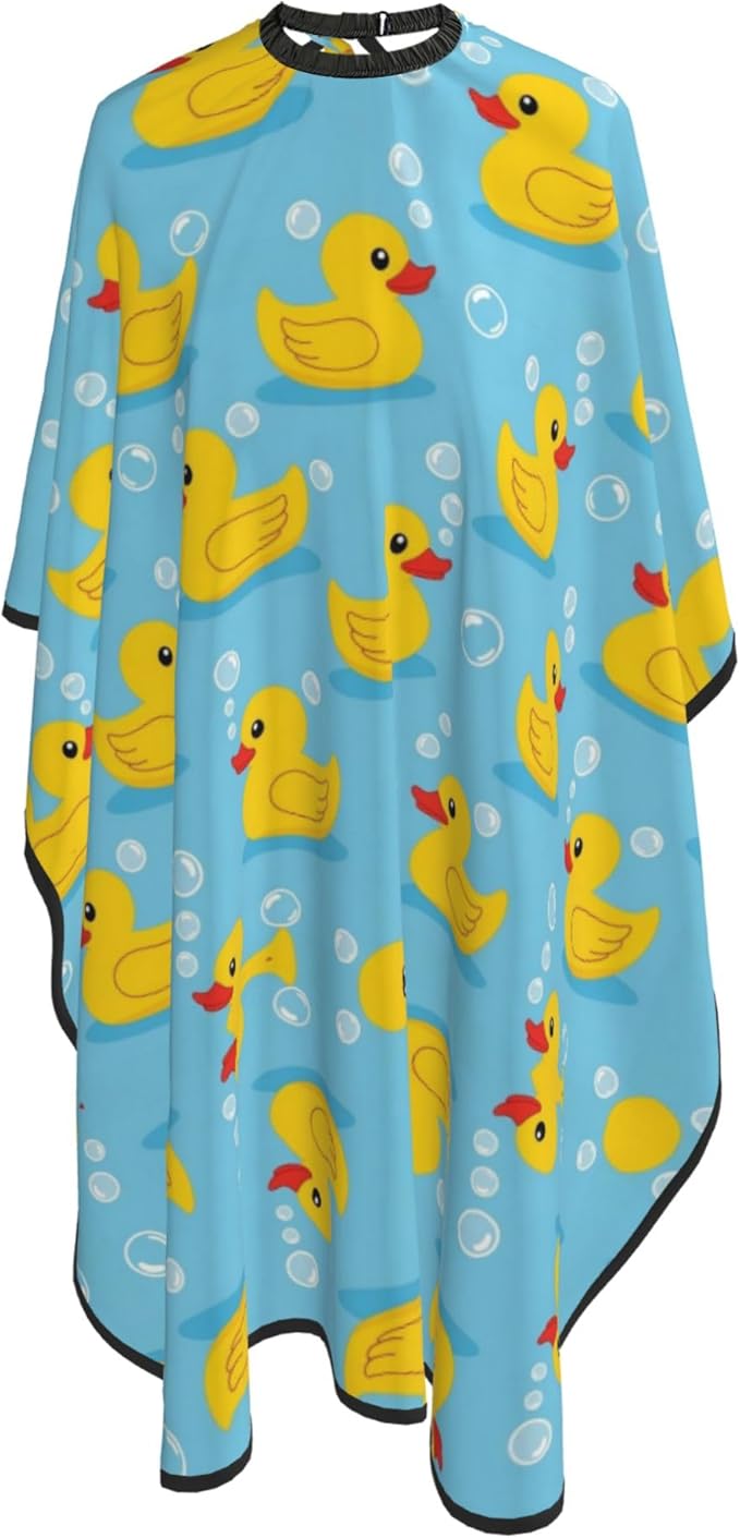 Extra Large Hair Styling Cape, Haircut Apron Yellow Rubber Ducks Soap Bubbles Blue Haircuting Salon Cape Gown for Hair Cutting Styling