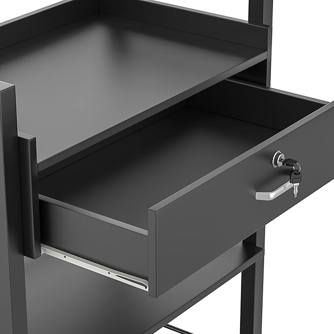 Salon Beauty Cabinet Cart Trolley 2-Layer Rolling Storage Drawer Organizer Wheels Lockable Tool Salon Station Barber Stylist Equipment Makeup Spa Cart (Black-3 Layer)