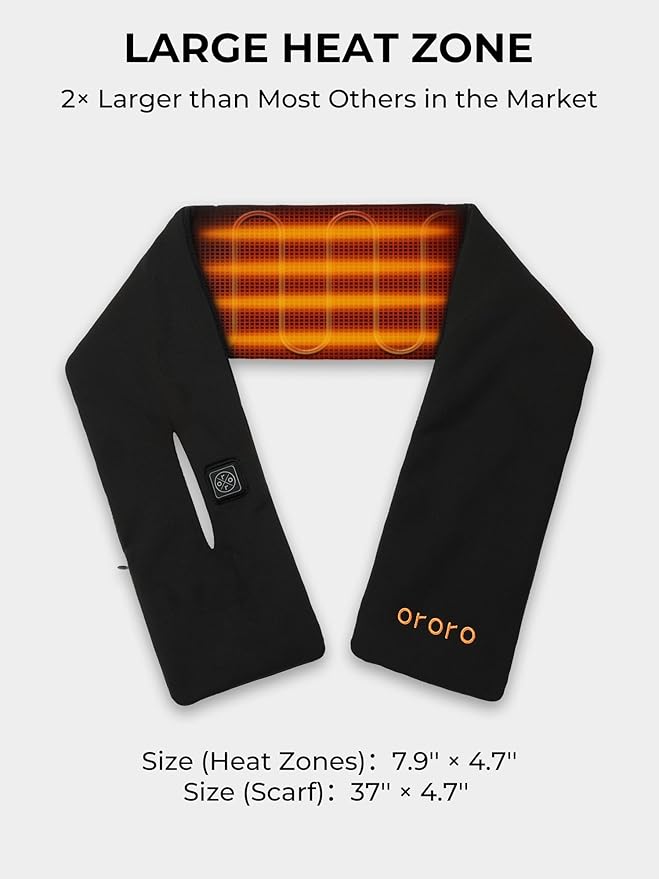 ORORO Heated Scarf, Up to 12 Hours of Warmth, Heated Neck Warmer with Rechargeable Battery