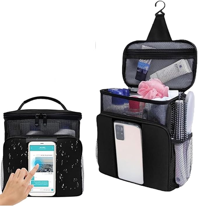 Dorm Essentials for Guys Shower Caddy Portable,Showe rBag,Travel Toiletry Bag,Personal Essentials for Men Women Camping Beach&Dorm Room&travelling&Makeup Organizer,Medium, Black