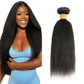 Bundles Human Hair Natural Black Kinky Straight Bundles Brazilian Virgin Soft and Silky Remy Hair Single Bundle 22 Inch Niegmeag Double Weft Color 1B Yaki Straight Bundle 100g