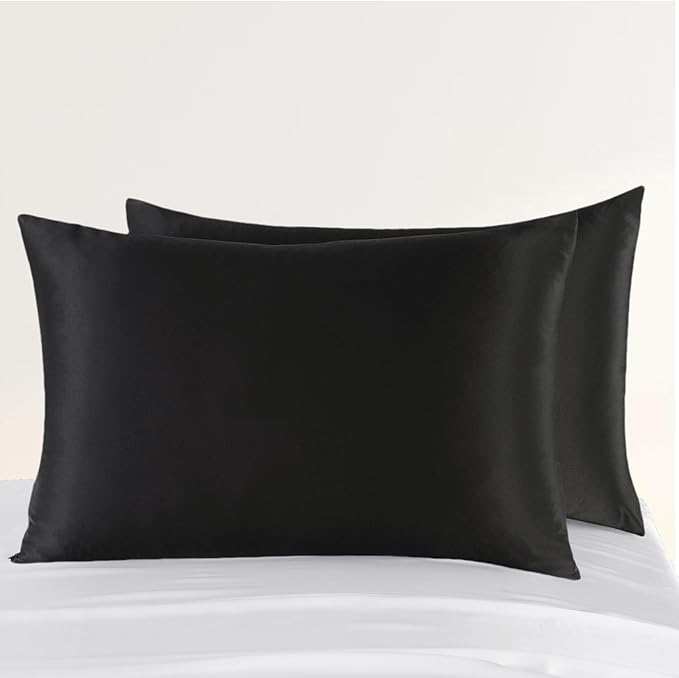 ZIMASILK Upgraded 100% 6A Grade Pure Mulberry Silk Pillowcase for Hair and Skin Silk Pillow Cases with Reinforced Hidden Zipper, More Soft & Durable, Gift Box (Queen 20"x30" Black)