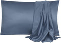 uxcell 2 Pack Silk Satin Pillowcase for Hair and Skin, Cool, Silky, Soft Breathable Pillow Cases Queen Size 20x30 Inch Sateen Pillowcase Slate Gray with Envelope Closure