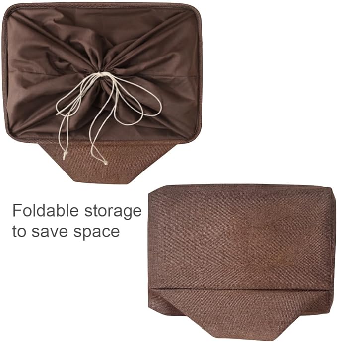 TheWarmHome Organization and Storage Basket for Organizing - 17x14x10 inch 3 Pack Fabric Storage Cubes, Collapsible Storage Bins for Shelves Closet Organizer Toy Gift Cloth (Brown)