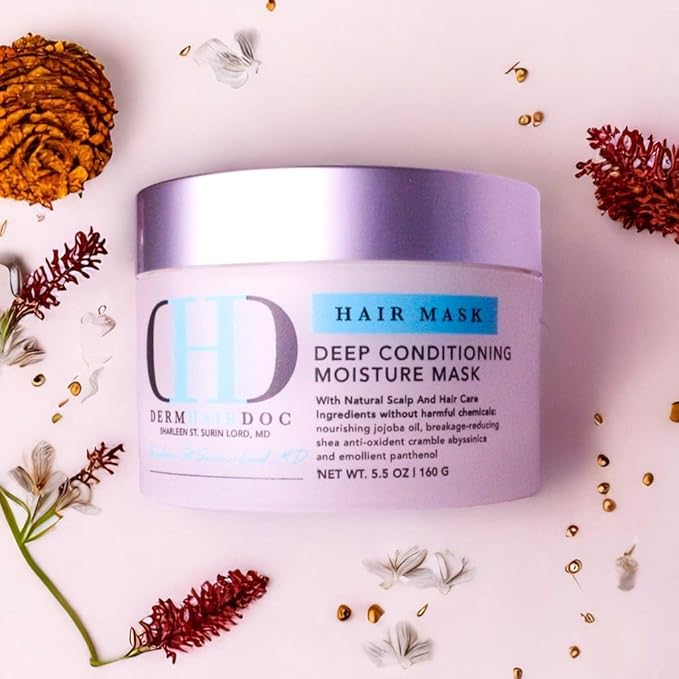 Deep Conditioning Hair Mask Detangler Moisturizing Non-Toxic All-Natural Dermatologist-Developed Treatment for Curly, Dry, Frizzy, Swimmer's Hair & Itchy Scalp – 5.5 oz