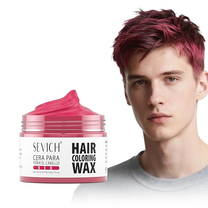 SEVICH Temporary Hair Color Wax Red for Kids Women Men,Natural Instant Hair Wax Color,Premium Non Greasy,Easy to Wash,Travel Size,Perfect for Halloween, Children's Day,Cosplay & Parties,50g