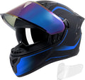 Full Face Motorcycle Helmets for Adult Men Women, DOT Approved Street Bike Racing Helmet Dual Visor Quick Release Buckle, Motorbike ADV Moped Helmet with Extra Clear Visor