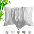 TELUS Pillow Cases Queen Size 2 Pack, Bamboo Rayon & Lyocell Pillowcase with Envelope Closure, Cooling Breathable Pillow Cover for Hot Sleeper & Night Sweats, 20x30 inch, Light Grey