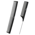 2Pcs Combs for Women and Men，Professional Black Carbon Fiber Teasing Comb，Combs for Hair Stylist, Fine and Wide Tooth Styling Comb for All Hair Types（Style 2）
