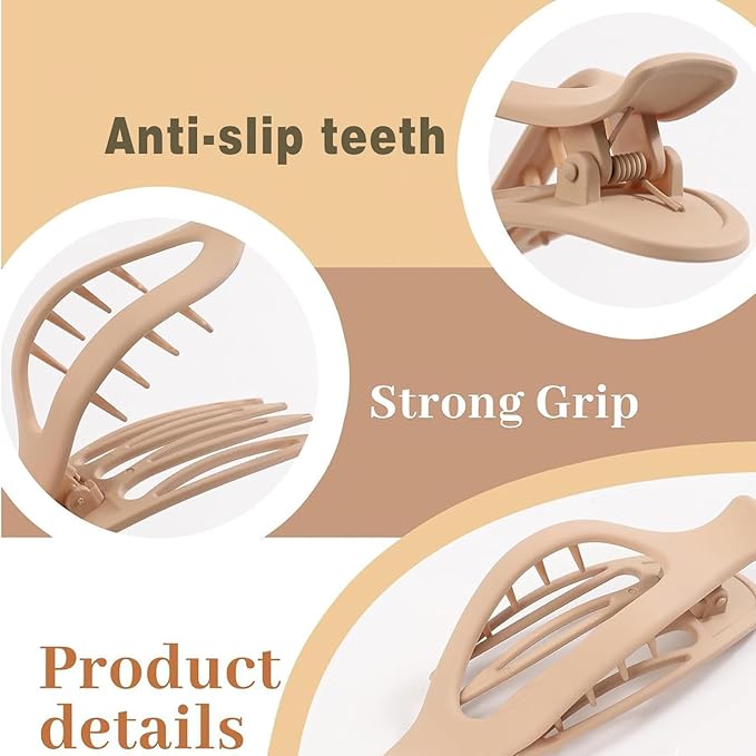 Sunporx Flat Hair Clips for Womens Non-slip Hold Hair Barrettes Curved Flat Clips Duck Billed Barrettes for Thick and Thin Hair French Matte 4 PCS