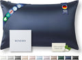 Premium Silk Pillowcase 100% Organic Mulberry Silk, 22 Momme, Grade 6A - Oeko-Tex Certified in Germany - Luxury for Hair & Skin, 1 Piece (Queen Size 20x30 Inches, Navy Blue)