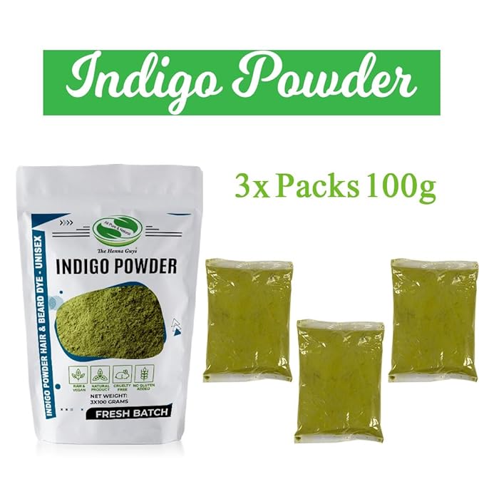 Henna Hair & Beard Dye - All Natural & Plant-based (3 Pack, Indigo Powder)