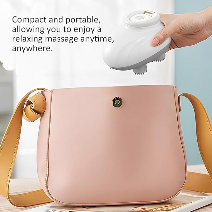 Multi-Functional Electric Scalp and Body Massager, Portable, Rechargeable with 3 Speed Modes and 4 Silicone Massage Heads for Relaxation, and Hair Growth