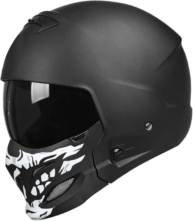 Full Face Motorcycle Helmet for Unisex-Adult Dirt Bike ATV Scooter Cruiser 3/4 Face Motocross Helmet Interchangeable Mouth Cover DOT Approved