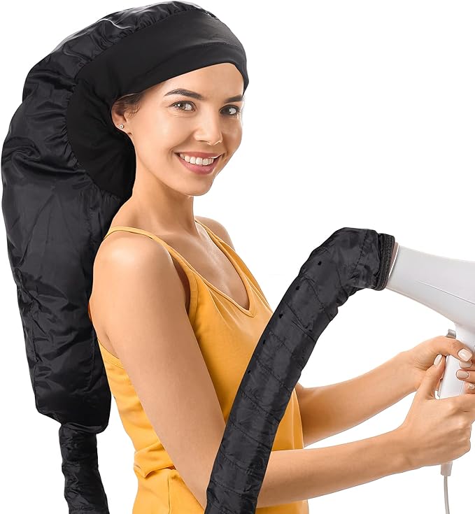 Upgraded Large Hooded Hair Dryer Bonnet Cap with Long Tube for Fast Drying, Fits All Head Sizes and Hair Styling