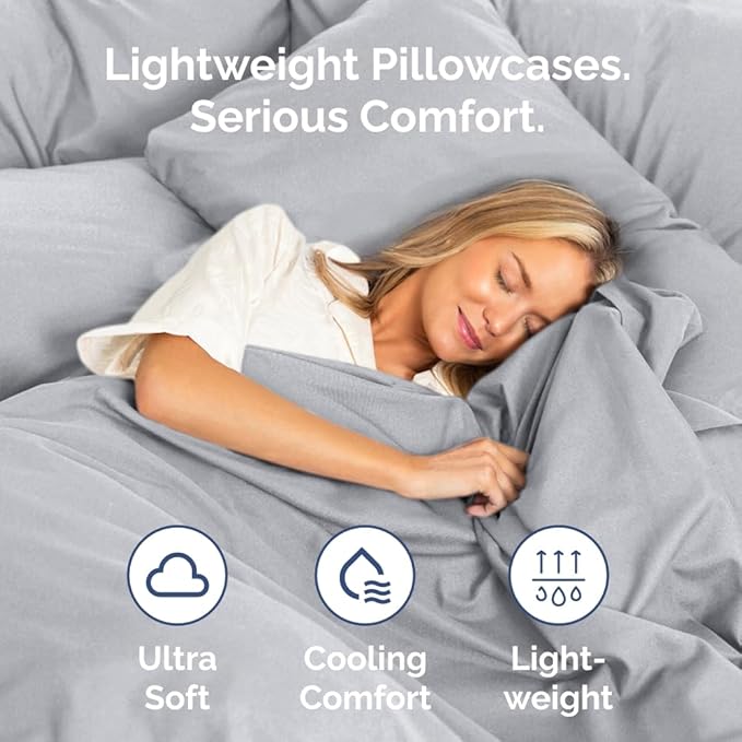 Queen Pillow Cases Set of 4 - Ultra Soft Hotel Quality Pillowcase Covers - Comfy, Cozy & Wrinkle Free - Shrink, Stain & Fade Resistant - Machine Washable Pillow Protectors - 4 Piece Set - Steel Blue