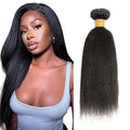 34 Inch Bundles Human Hair Natural Black Kinky Straight Bundles Brazilian Virgin Soft and Silky Remy Hair Extensions Niegmeag Double Weft Color 1B Yaki Straight Bundle 100g