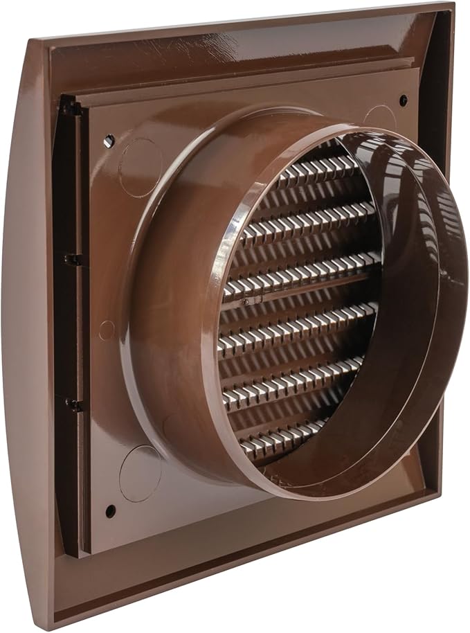 Repa Market 4 Inch Brown Dryer Vent Hood/Duct Cover for Walls or Ceiling/ABS Plastic Louvered Air Grille with Built-In Mesh Screen/Exhaust and Dryer Vent Covers for Indoor & Outdoor Use
