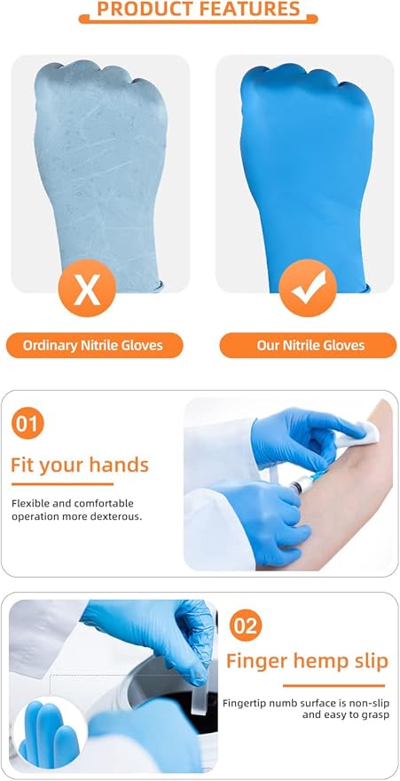 [250/Box] Glovehouse Nitrile Gloves, Medical Gloves, Powder-Free, Latex-Free, Disposable, Tattoo Artists & More